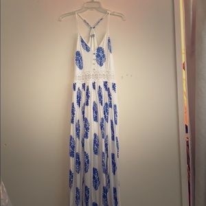 Fashion nova Maxi dress ivory/royal